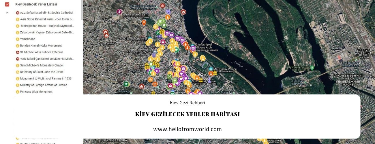 Kiev Gezilecek Yerler Haritası » www.hellofromworld.com
